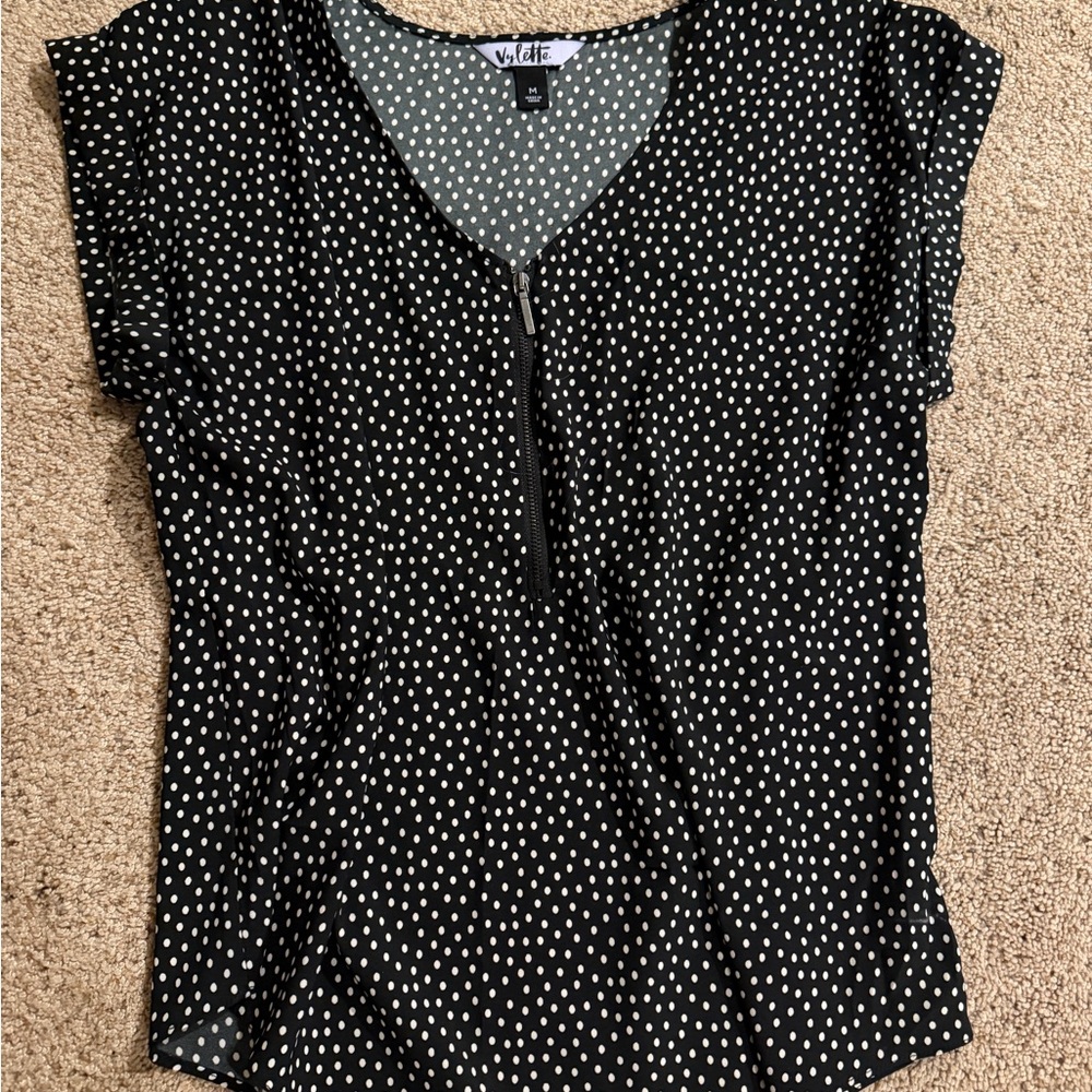 Black and White Polka Dot Blouse